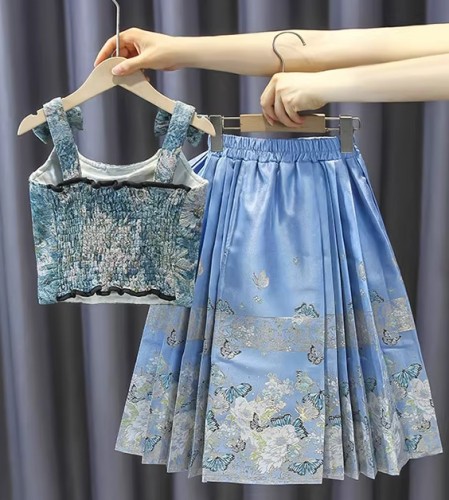 夏季薄款女童馬面裙 / 女童中式兩件套 / 演出服