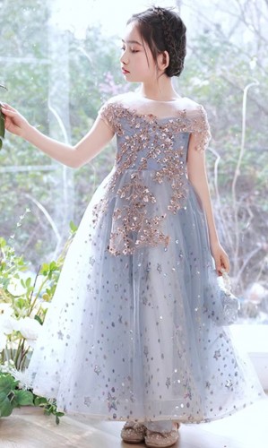 夏季女童長版公主裙 / 主持人服 / 晚禮服 / 演出服