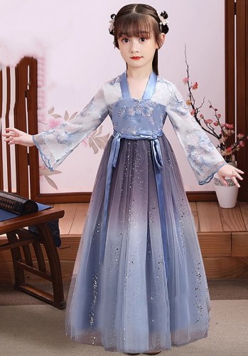 春夏女童長袖漢服 / 兒童唐裝 / 表演服