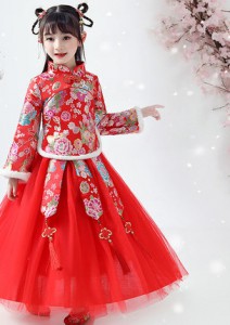 厚款女童古裝服 / 女童中國風古裝連身裙 