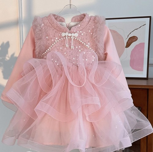 春秋女童旗袍蓬蓬紗裙 / 花女裙 / 女童蛋糕裙 / 女童公主裙