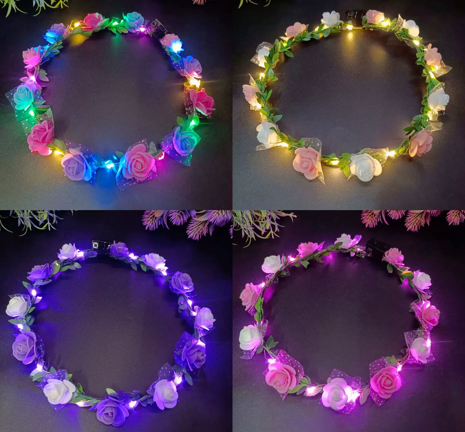 女童发光花环头饰 / 女童花环