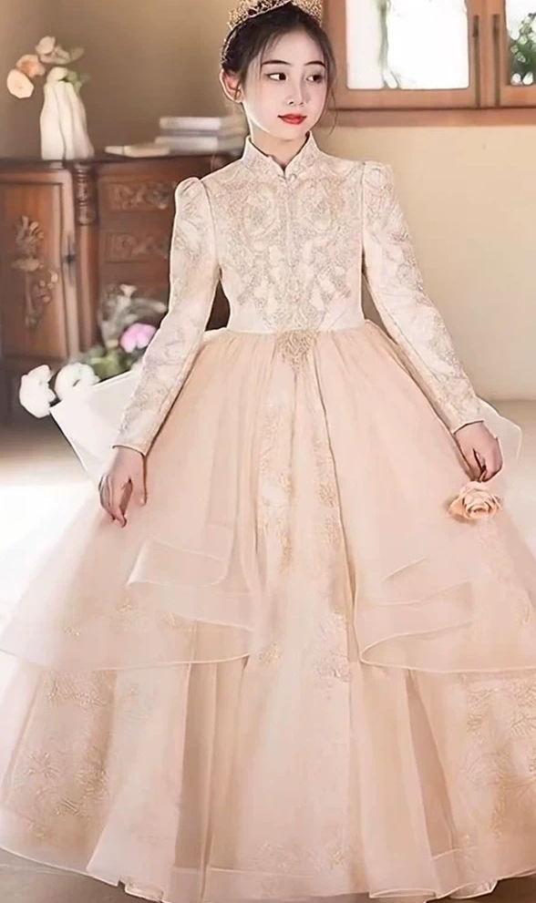 女童长袖公主裙 / 花女裙 / 礼服裙 / 主持人服 / 演出服