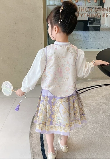 秋季女童中式馬面裙套裝