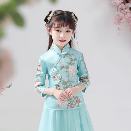 春秋女童旗袍 / 女童唐裝 / 女童漢服 / 演出服