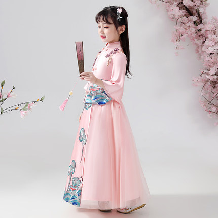秋冬兒童長袖古裝旗袍  /  女童漢服  / 演出服