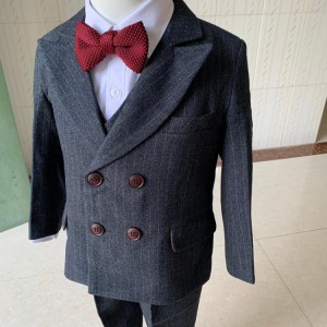 秋冬英倫兒童西裝 / 雙排扣條紋西服 / 演出服 / 男童禮服  / 花仔服
