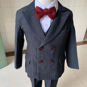 秋冬英倫兒童西裝 / 雙排扣條紋西服 / 演出服 / 男童禮服  / 花仔服