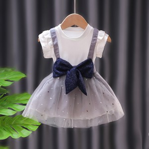 夏季女童蝴蝶結背心裙 / 網紗公主紗裙