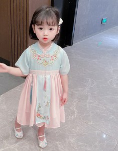 女童夏季唐裝 / 女童漢服 / 兒童中國風公主裙 (碎花款)