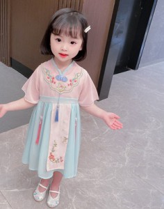 女童夏季唐裝  / 女童漢服 / 兒童中國風公主裙  (碎花款)