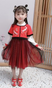 儿童长袖中国风唐装 / 儿童汉服 / 演出服 (仙鹤款)