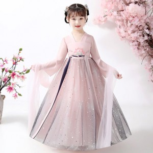 薄款女童星空汉服 / 女童中国风古装连身裙 ( 星空绣花 )