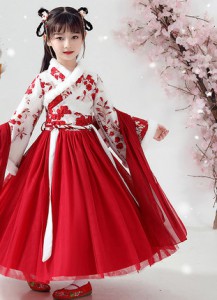 厚款女童古裝連身裙 / 女童中國風新年服