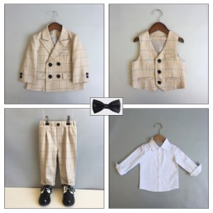 春秋男童英倫格仔西服套裝 / 花童服 / 兒童西裝