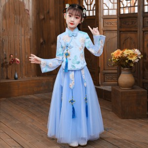 春秋款女童漢服 / 兒童唐裝 / 女童古裝 / 演出服