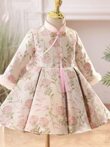 冬季女童中式唐装 / 女童旗袍 /  花女裙 / 演出服