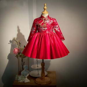 冬季女童中式唐装 / 长袖宴会礼服