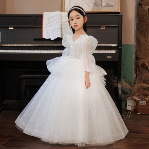 秋季兒童婚紗 / 女童長袖公主裙 / 花女裙 / 主持人服