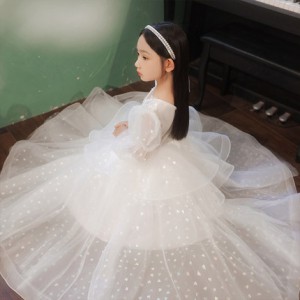 秋季兒童婚紗 / 女童長袖公主裙 / 花女裙 / 主持人服