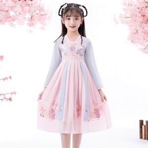 春秋款女童長袖漢服 / 兒童古裝 / 演出服