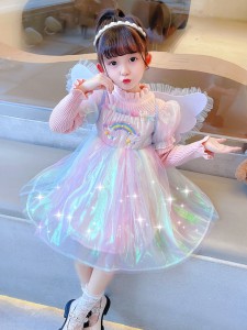 秋冬女童彩虹蓬蓬裙 / 兒童公主裙