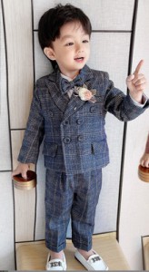 秋冬英倫兒童格仔西裝 / 花仔服 / 宴會禮服 (四件套)