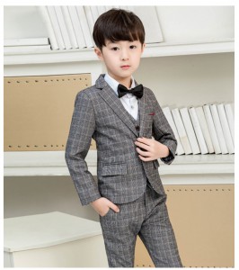 春秋款男童英倫格子西裝 / 花童服 / 演出服 ( 五件套 )