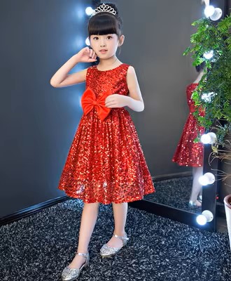 短款兒童亮片公主裙/兒童晚禮服/主持人服/演出服
