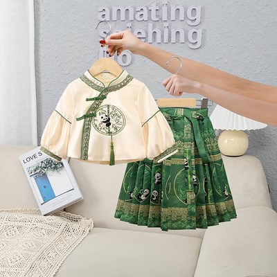 冬季中式漢服套裝 / 女童拜年服 / 女童中國風禮服