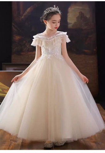 女童長款婚紗裙 / 花女裙 /女童公主裙 /女童蓬蓬紗裙 /女童禮服裙 /表演服