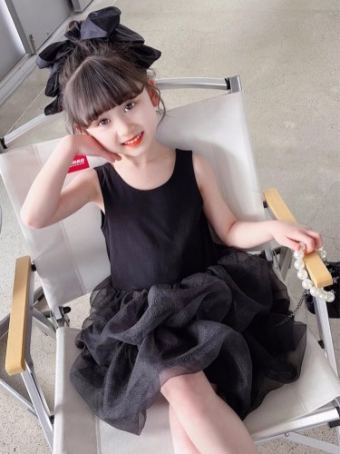 夏季女童吊帶連身紗裙
