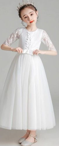 女童婚纱 / 女童公主纱裙 / 花女裙 / 主持人礼服 (中袖款)