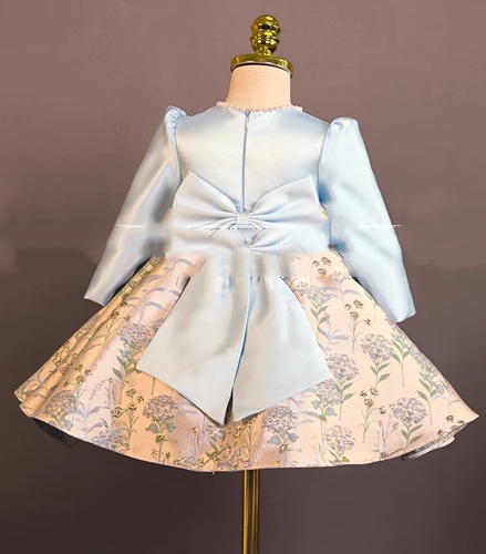 女童長袖緞面公主蓬蓬裙 / 花女裙 / 禮服裙 / 演出服