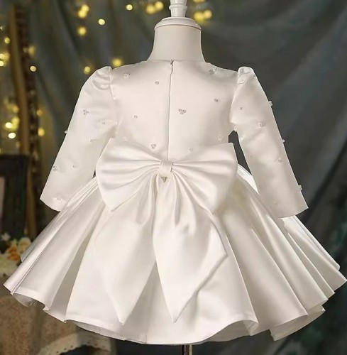 秋冬女童長袖婚紗裙 / 花女裙 / 女童蝴蝶結蓬蓬公主裙 / 表演服