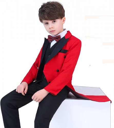 春秋男童燕尾西裝套裝 / 花童服 / 男童禮服 / 主持人服 / 演出服 (四件套)