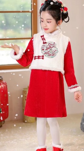 秋冬女童唐裝 / 兒童旗袍 / 拜年服