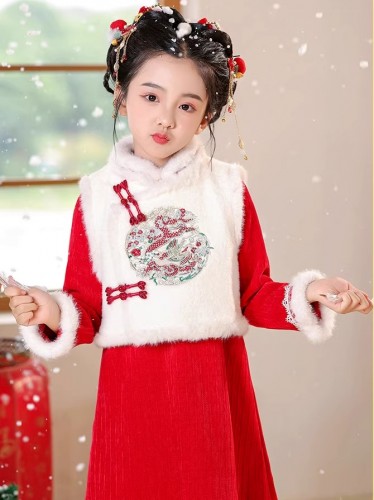 秋冬女童唐裝 / 兒童旗袍 / 拜年服