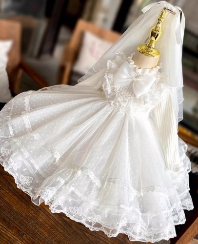 春秋女童婚纱 /  女童公主蓬蓬裙  / 花女裙 / 禮服裙