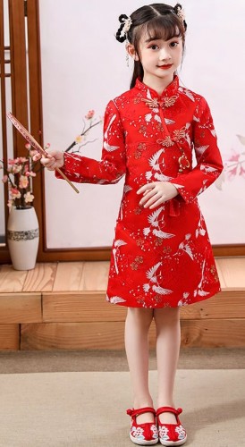 秋冬女童刺繡旗袍 / 女童漢服 / 女童唐裝