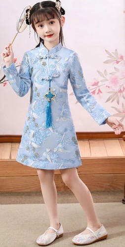 秋冬女童刺繡旗袍 / 女童漢服 / 女童唐裝