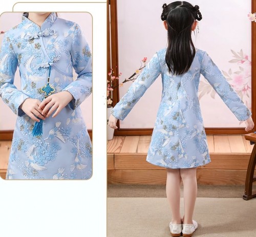 秋冬女童刺繡旗袍 / 女童漢服 / 女童唐裝