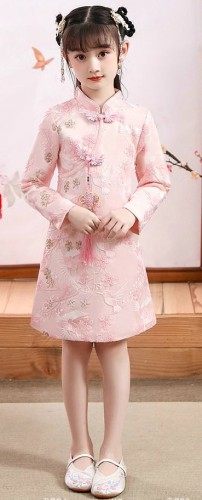 秋冬女童刺繡旗袍 / 女童漢服 / 女童唐裝