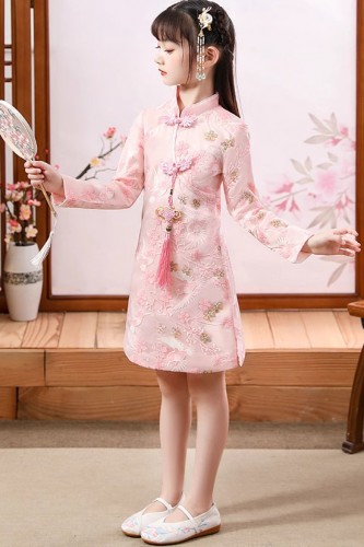 秋冬女童刺繡旗袍 / 女童漢服 / 女童唐裝