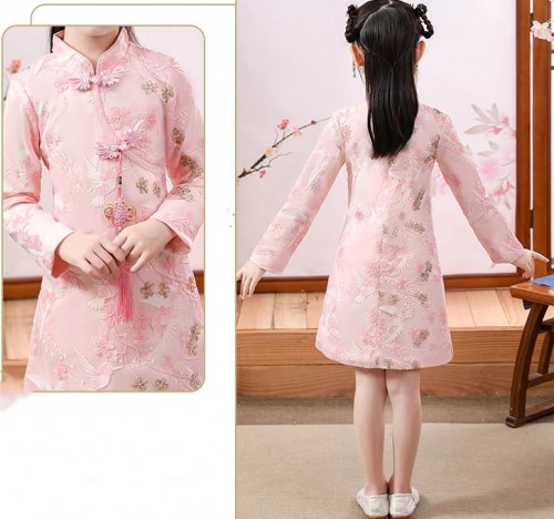 秋冬女童刺繡旗袍 / 女童漢服 / 女童唐裝