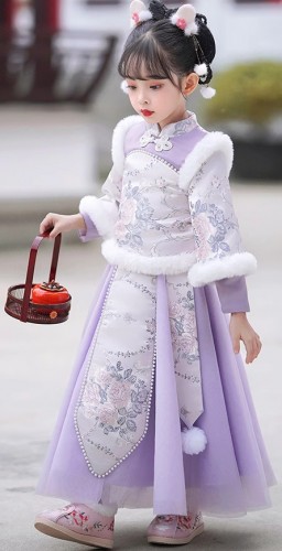 秋冬女童漢服 / 女童唐裝公主裙 / 拜年服