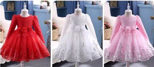 春秋女童長袖公主裙 / 花女裙 / 女童長袖蓬蓬裙