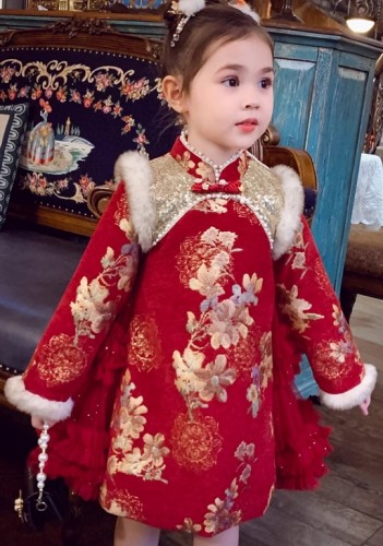冬裝女童旗袍 / 女童唐裝 / 拜年服
