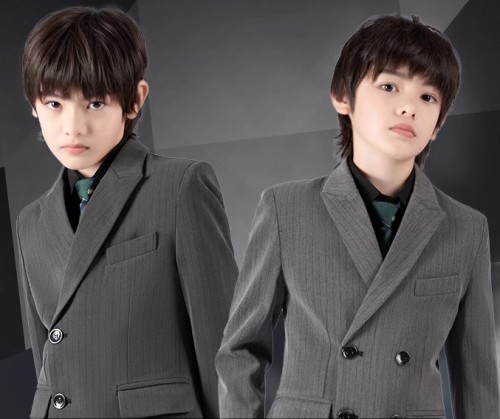 春秋儿童條纹西装 / 花仔服 / 主持人服 / 演出服 (五件套)