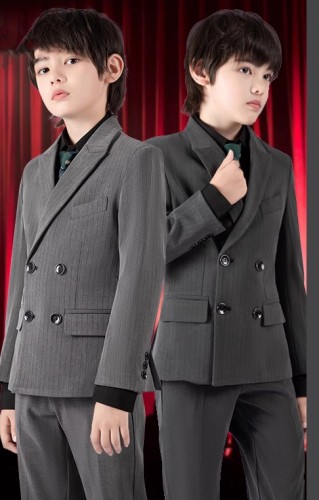 春秋兒童條紋西裝 / 花仔服 / 主持人服 / 演出服 (五件套)